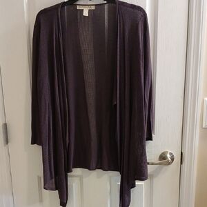 Open-Front Lightweight Cardigan in Deep Plum